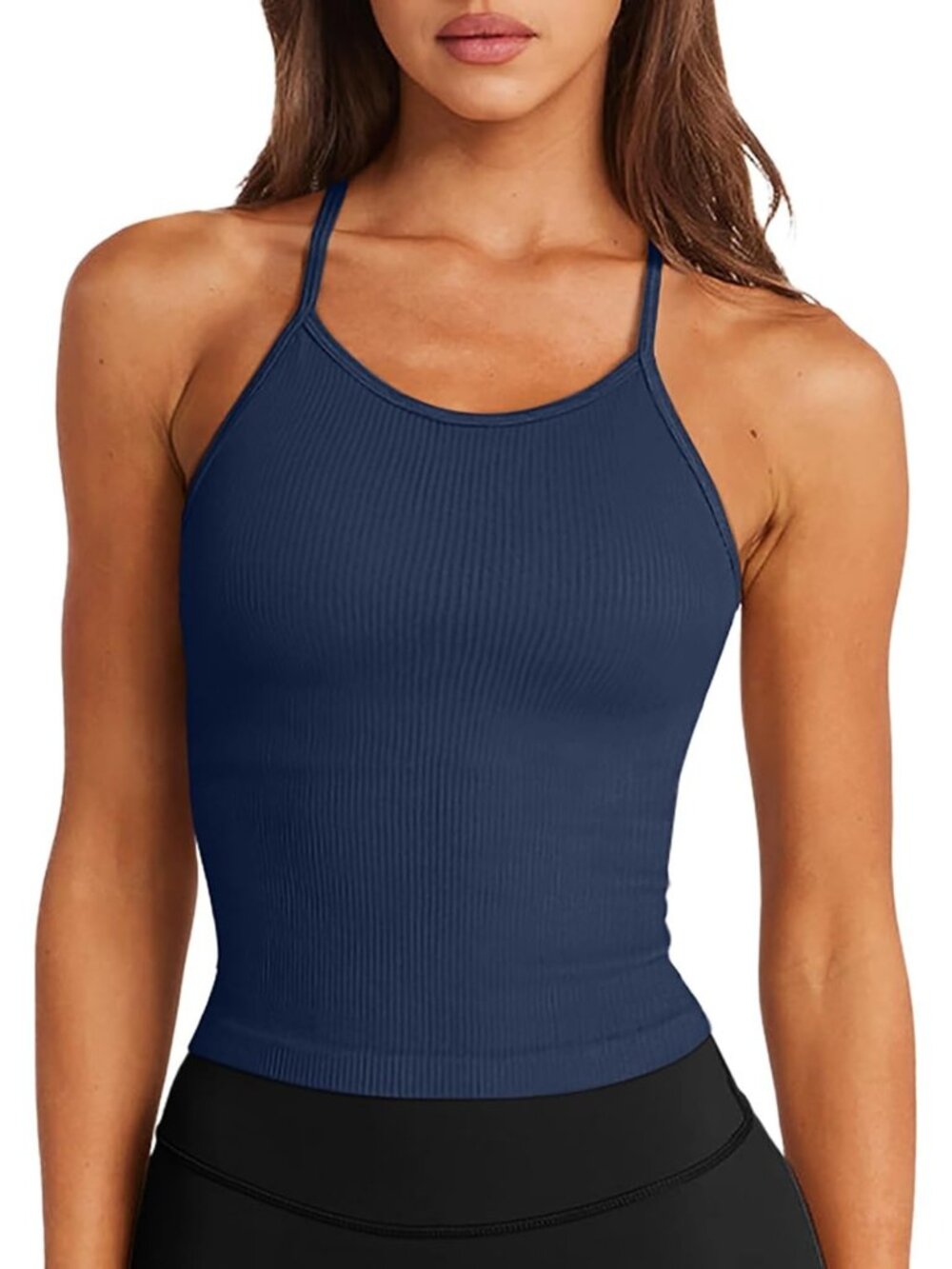 Seamless Women's Sports Bra - Long Tank, Spaghetti Strap, Workout Essential